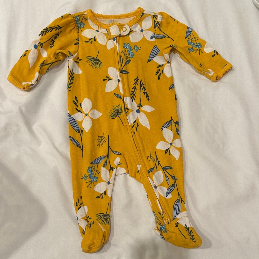 Carter's Mustard Floral Baby Footie
